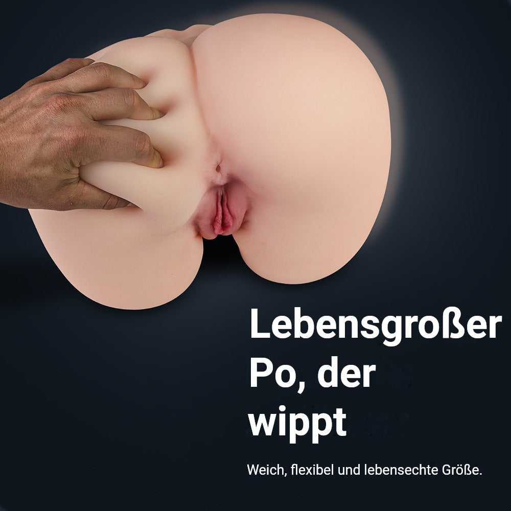 Infografik zum Po von Jessica: lebensgroßer Po, der wippt, weich und flexibel