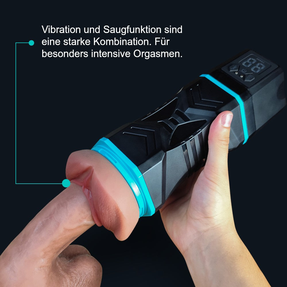 Blowjob Simulator Kate in der Hand, mit Vibrations- und Saugfunktionen