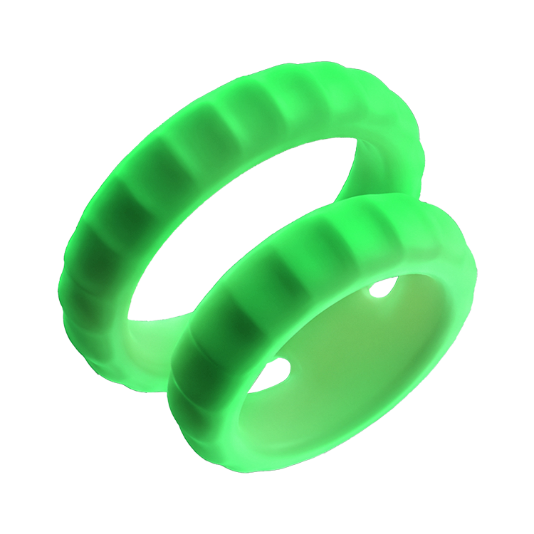 Cockring Glowloop Dual phosphorescent avec double anneau, qui brille en vert dans le noir