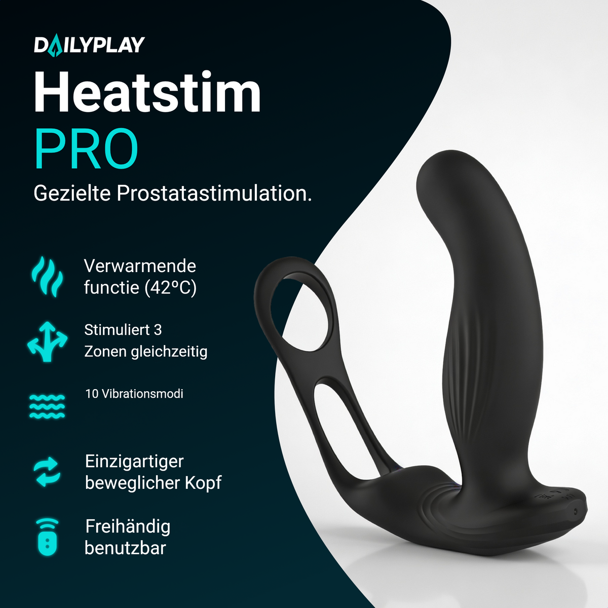 Heatstim Pro: Wärmefunktion mit 42 Grad, 3 Zonen, 10 Vibrationsmodi, beweglicher Kopf, freihändig