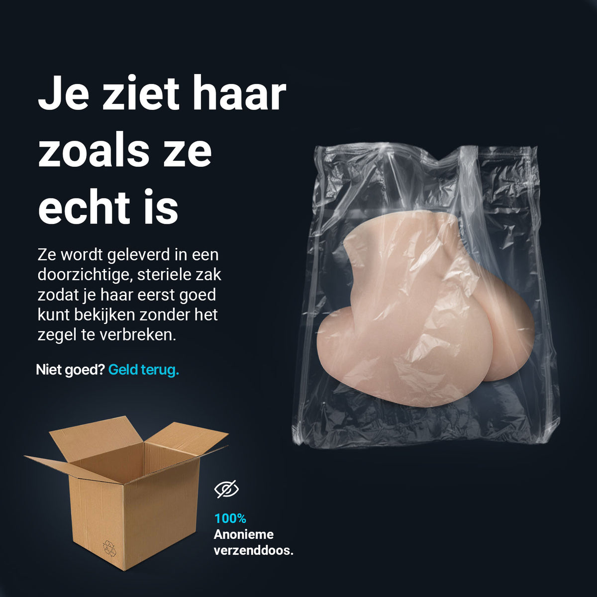 Jessica shipping infographic: delivered in a clear sterile bag and a plain shipping box