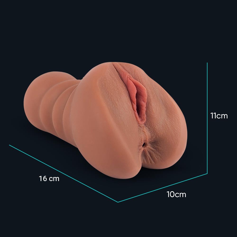 Dimensions du masturbateur Emma : 16 cm de long, 10 cm de large, 11 cm de haut