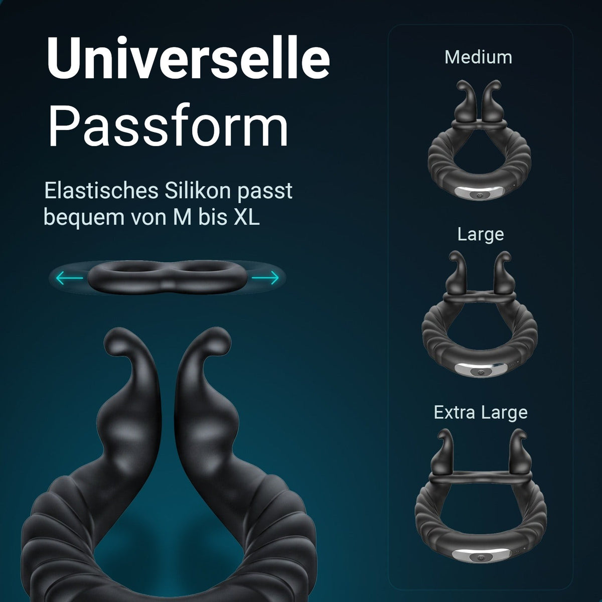 Ultrapulse Penisring aus dehnbarem Silikon, Universalgröße von M bis XL
