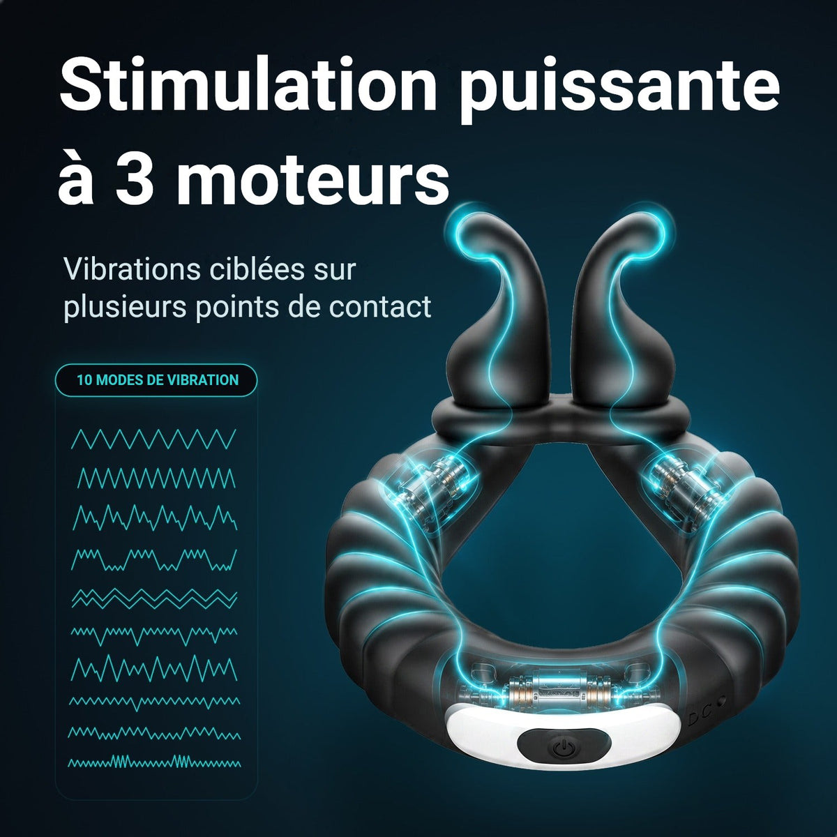 Cockring Ultrapulse : 3 moteurs et 10 modes de vibration pour plusieurs points de contact