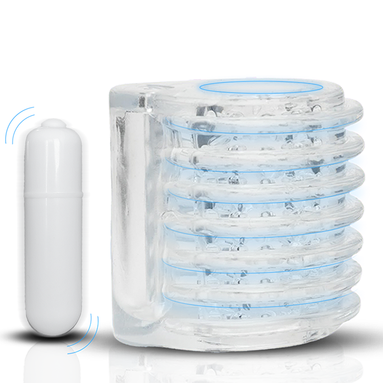 Pocket Shot masturbateur vibrant, manchon transparent avec boule vibrante blanche