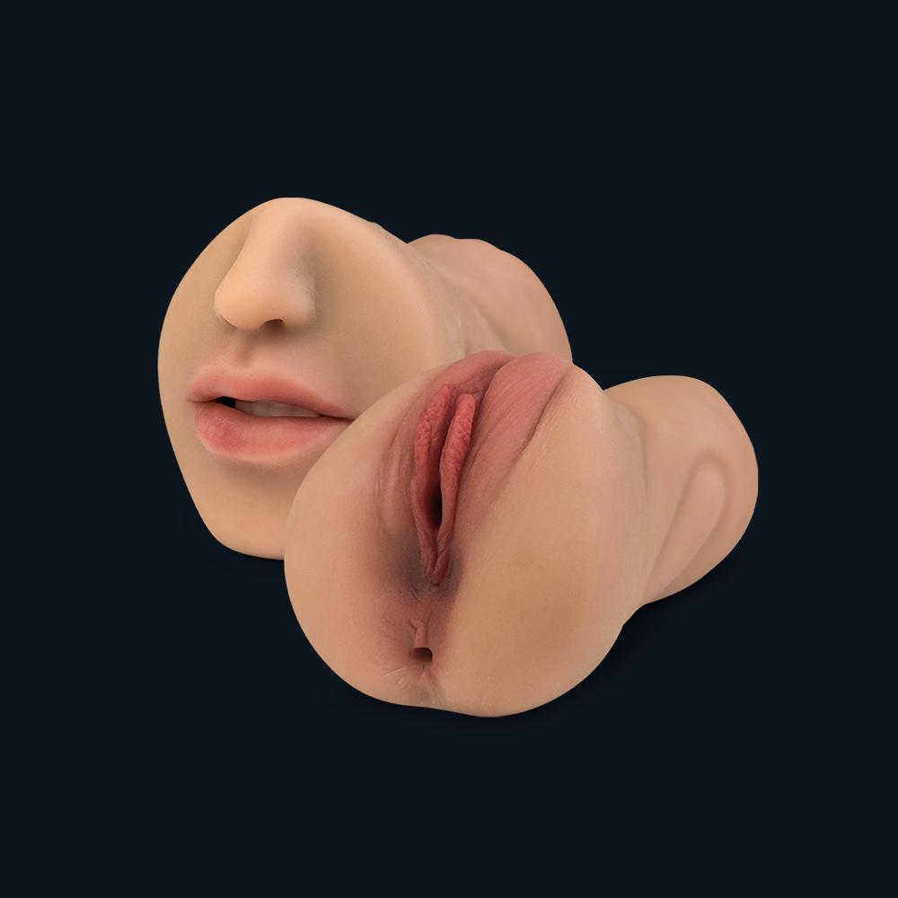 Masturbateur 3 en 1 Emily avec orifice buccal, vaginal et anal, vue de face